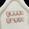 365nails: "Dreamy Opal" – Hand-Painted Floral & Bow Cat Eye Handmade Square Nails