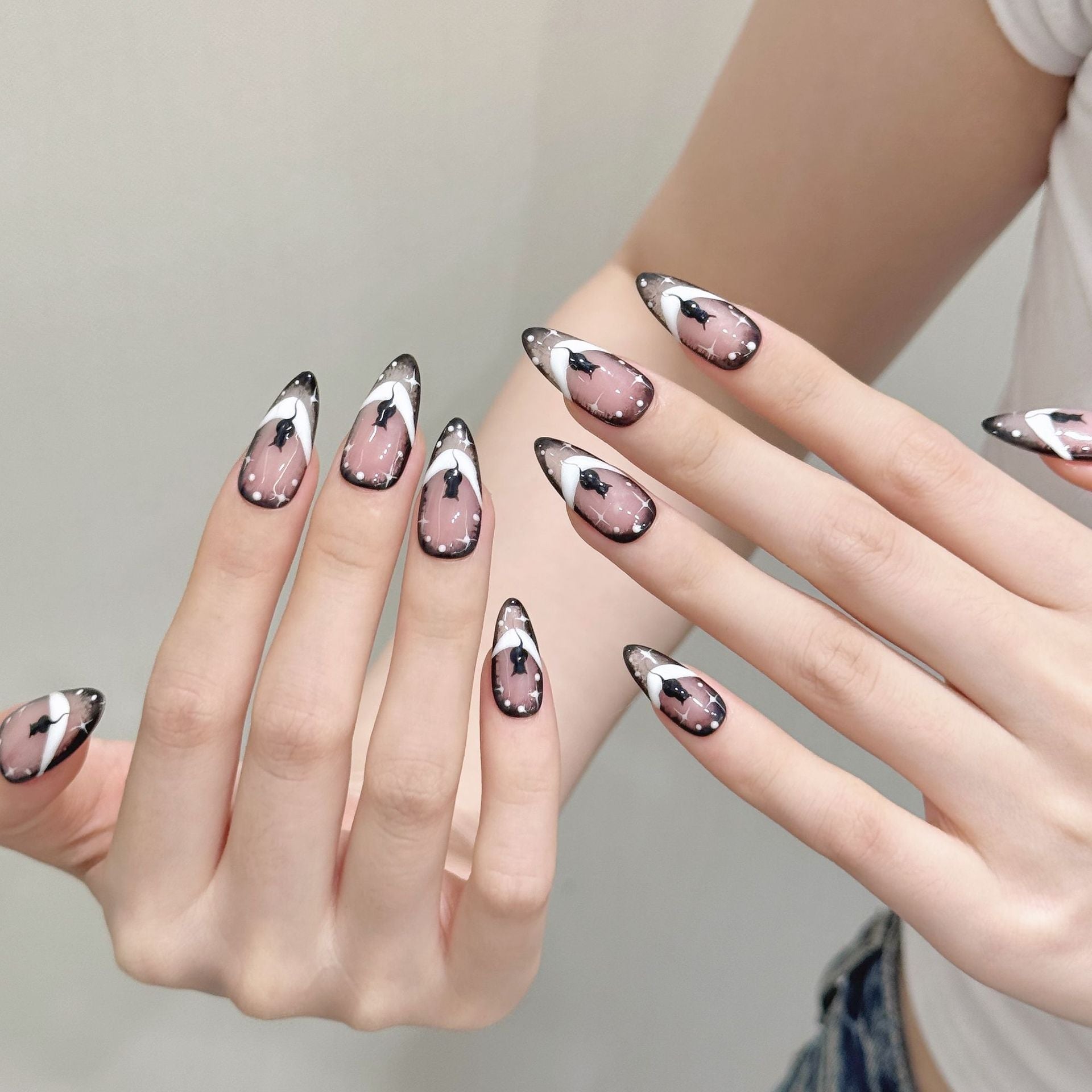 Black Cat Moonlit Chic Minimalist Press On Nails