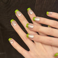 365nails: "Verdant Whisper" – Cat-Eye French Tip Handmade Square Nails