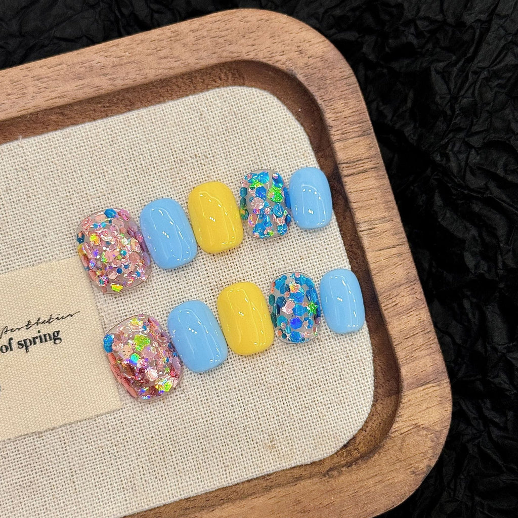 365nails: "Candy Confetti" – Multi-Color Glitter & Pastel Handmade Oval Nails