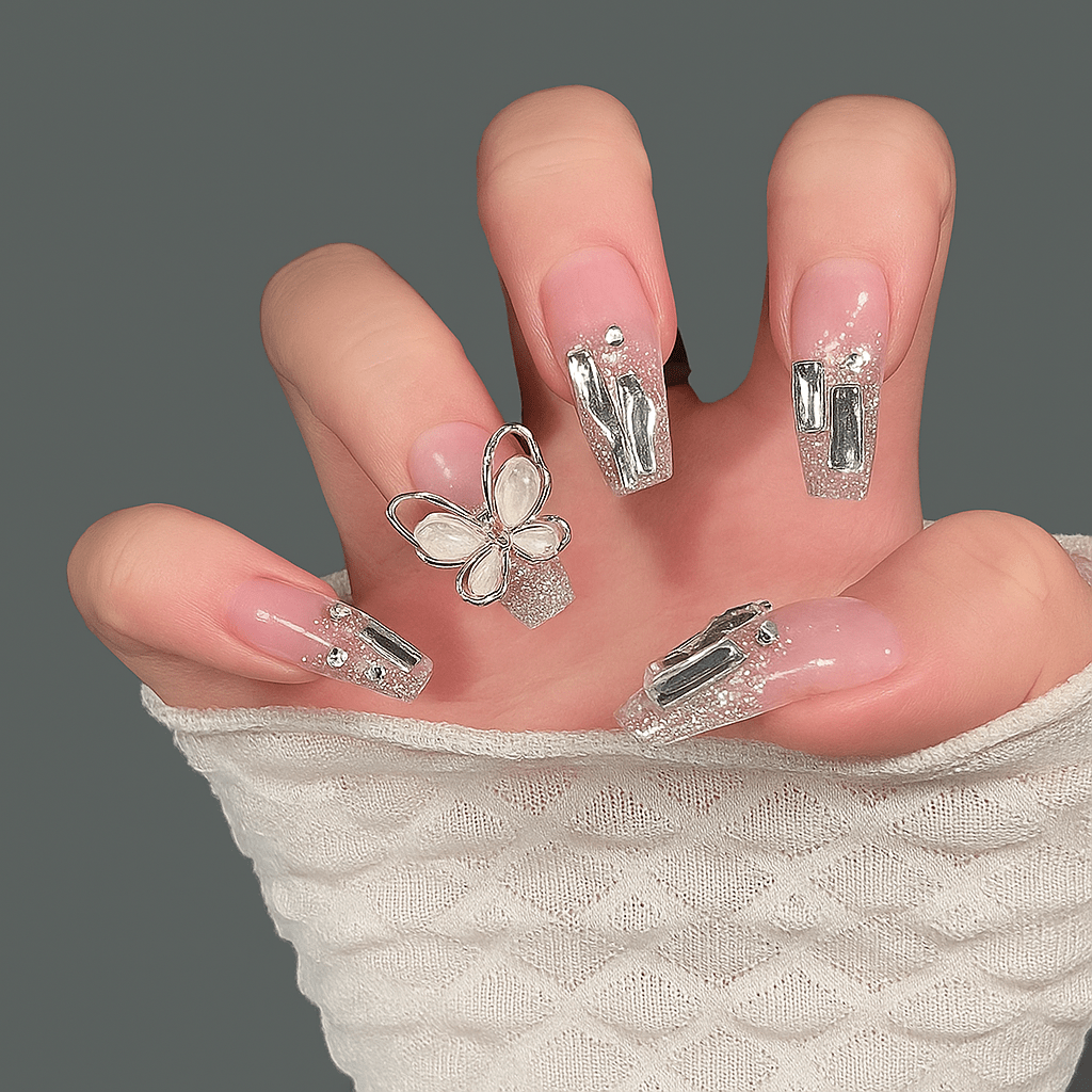 Luxury Full Cover Press-On Nails, 24-Piece Artificial Nail Set