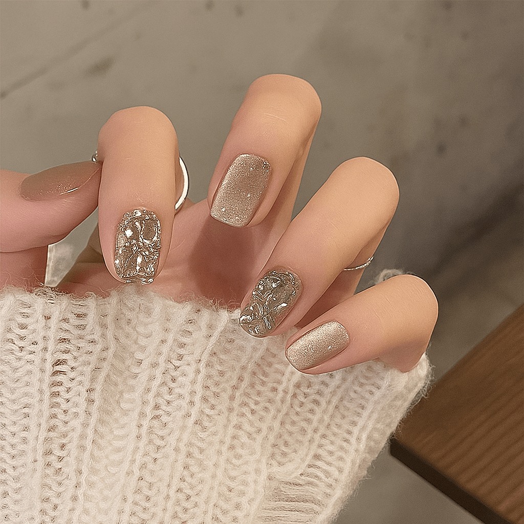 Luxury Full Cover Press-On Nails, 24-Piece Artificial Nail Set