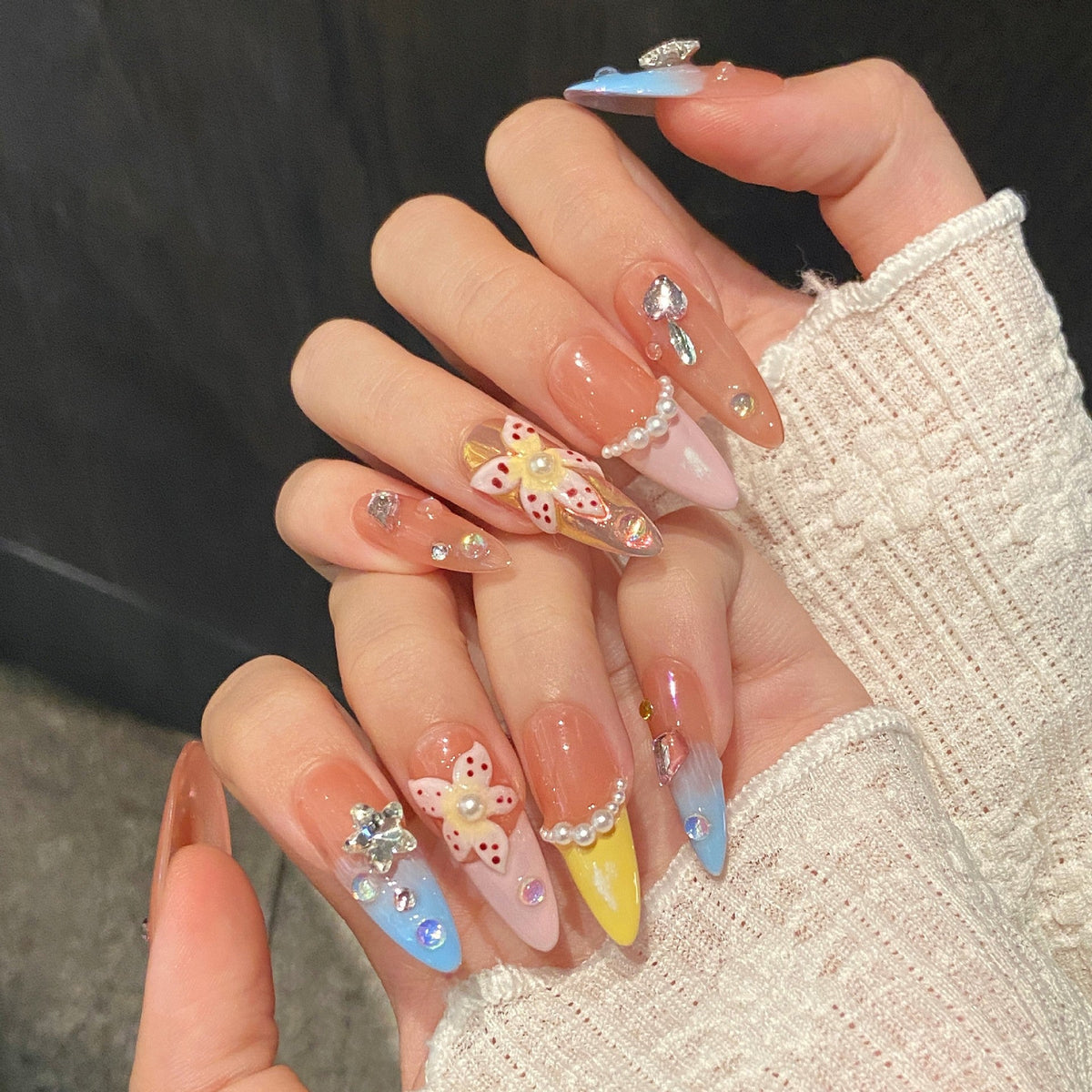 365nails: "Sweet Dreams" – 3D Candy & Bow Handmade Almond Nails