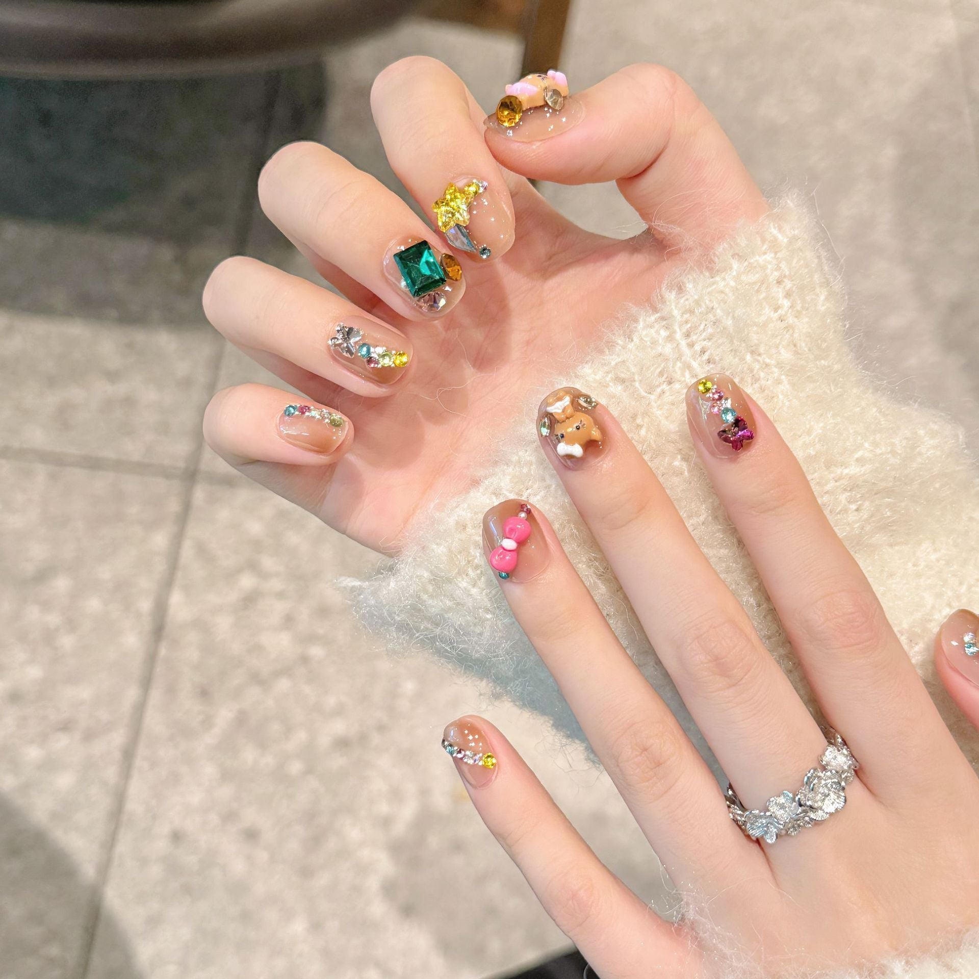 365nails: "Kitty's Playground" – 3D Cartoon Character & Crystal Square Nails