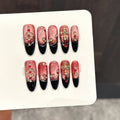 365nails: "Smoked Rose" – French Cross Gradient Handmade Coffin Nails