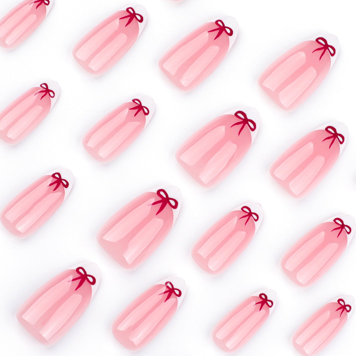 "White French & Burgundy Bow" - Precision Crafted Press-On Nails