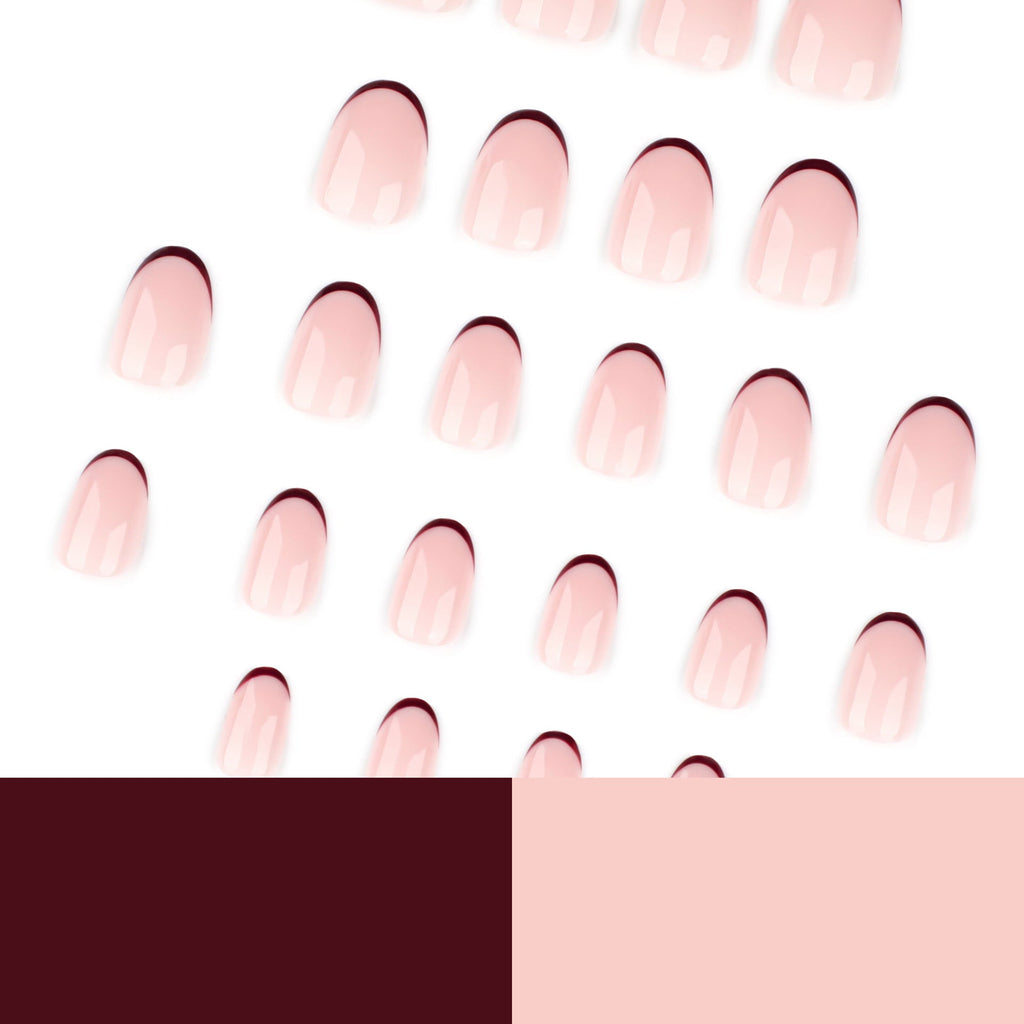 Minimal Burgundy French Tip Press On Nails