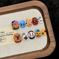 Colorful Halloween Cartoon Nails with Spooky Details