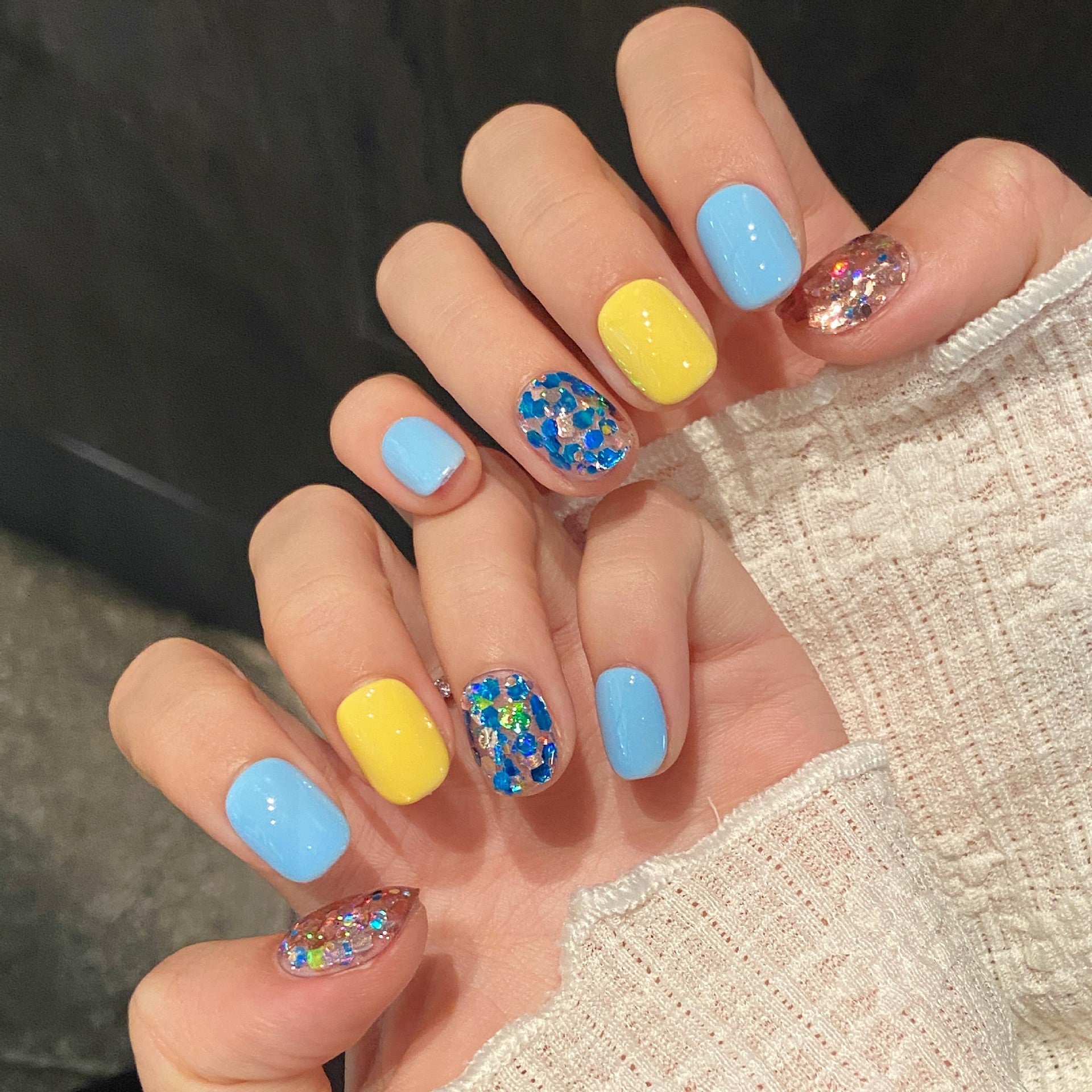 365nails: "Candy Confetti" – Multi-Color Glitter & Pastel Handmade Oval Nails