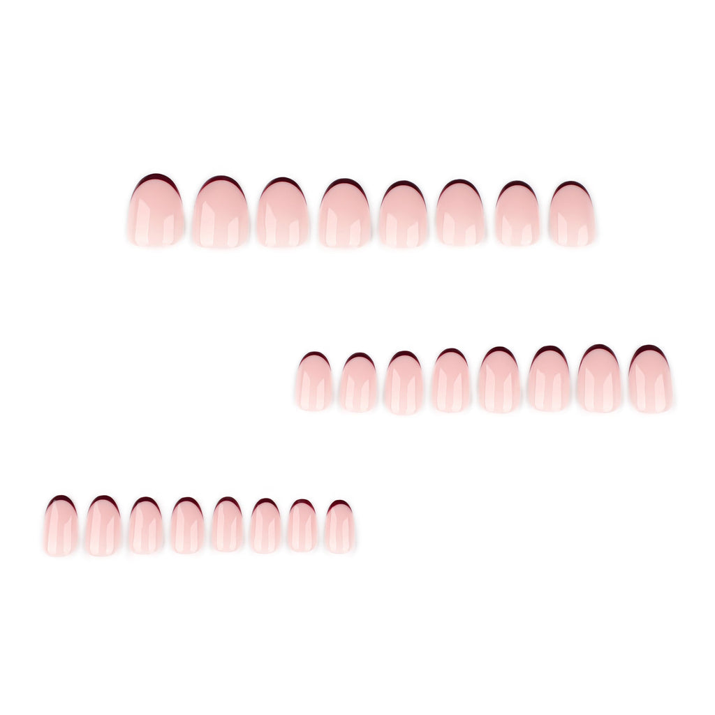 Minimal Burgundy French Tip Press On Nails