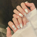 365nails: "Ballet Ribbon" – 3D Bow French Tip & Silver Glitter Handmade Coffin Nails
