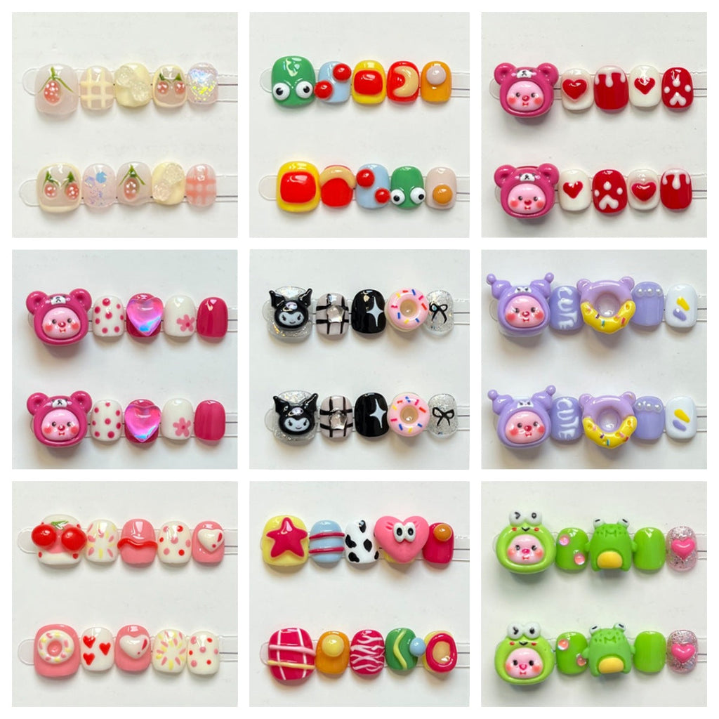 Sweet Cartoon Candy Kids Press On Nails Assorted Set