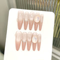 365nails: "Moonlight Sonata" – Iridescent Opal & Crystal Chain Handmade Stiletto Nails