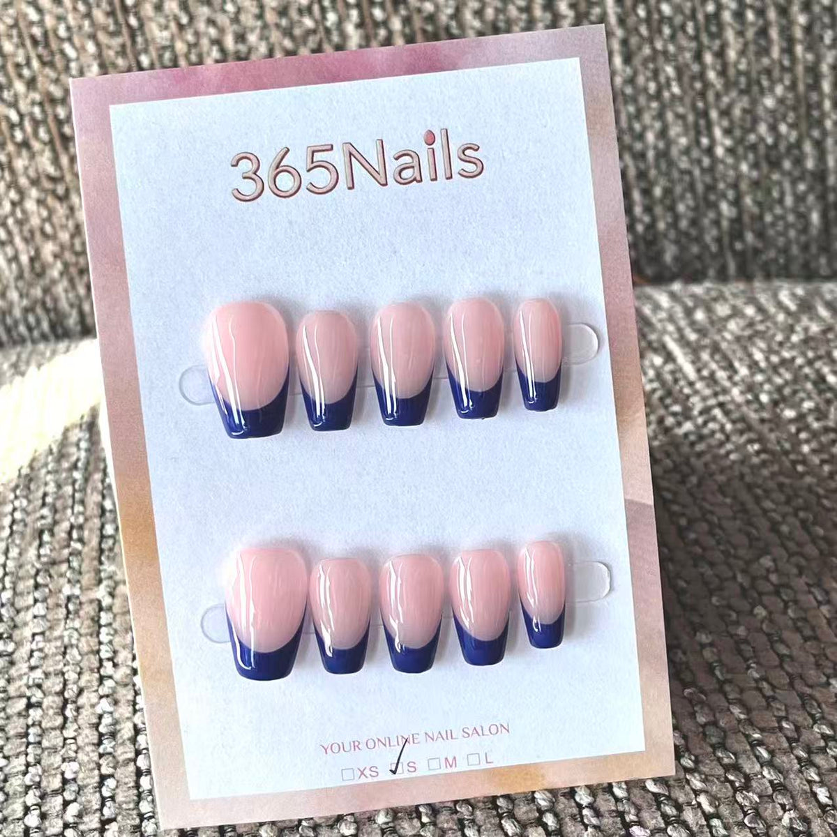 Handmade French patch manicure, multi-color and multi-reusable full coverage fake nail set