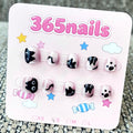 365nails: "Midnight Meow" – 3D Cat Face & Paw Handmade Short Square Nails