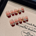 365nails: "Velvet Crush" – Gradient French & Crystal Embellished Handmade Square Nails