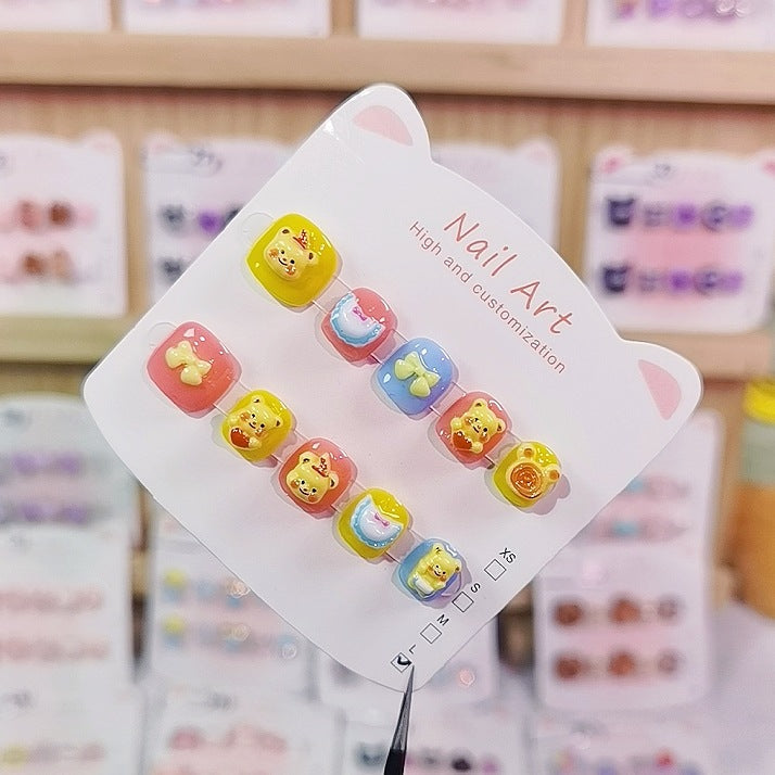 Butter Bear Colorful Cute Kids Press On Nails Set