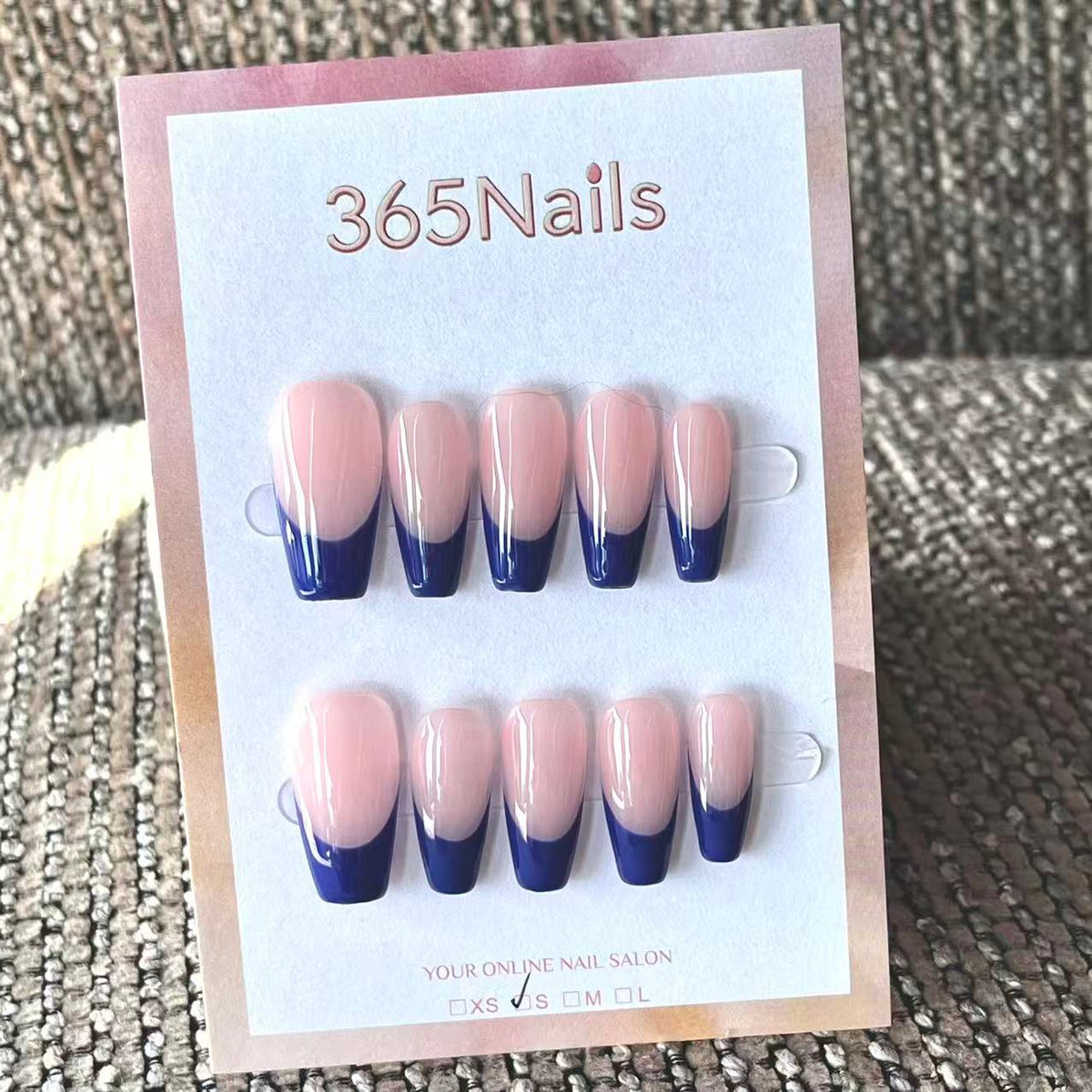 Handmade French patch manicure, multi-color and multi-reusable full coverage fake nail set