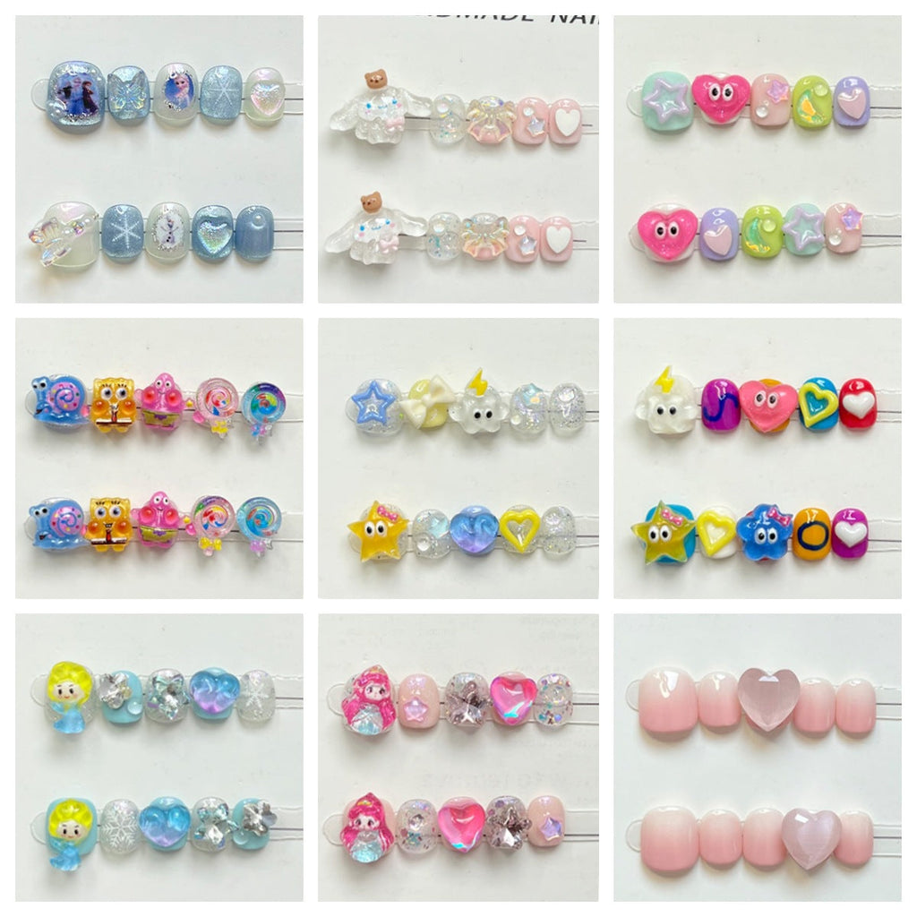 Sweet Cartoon Candy Kids Press On Nails Assorted Set