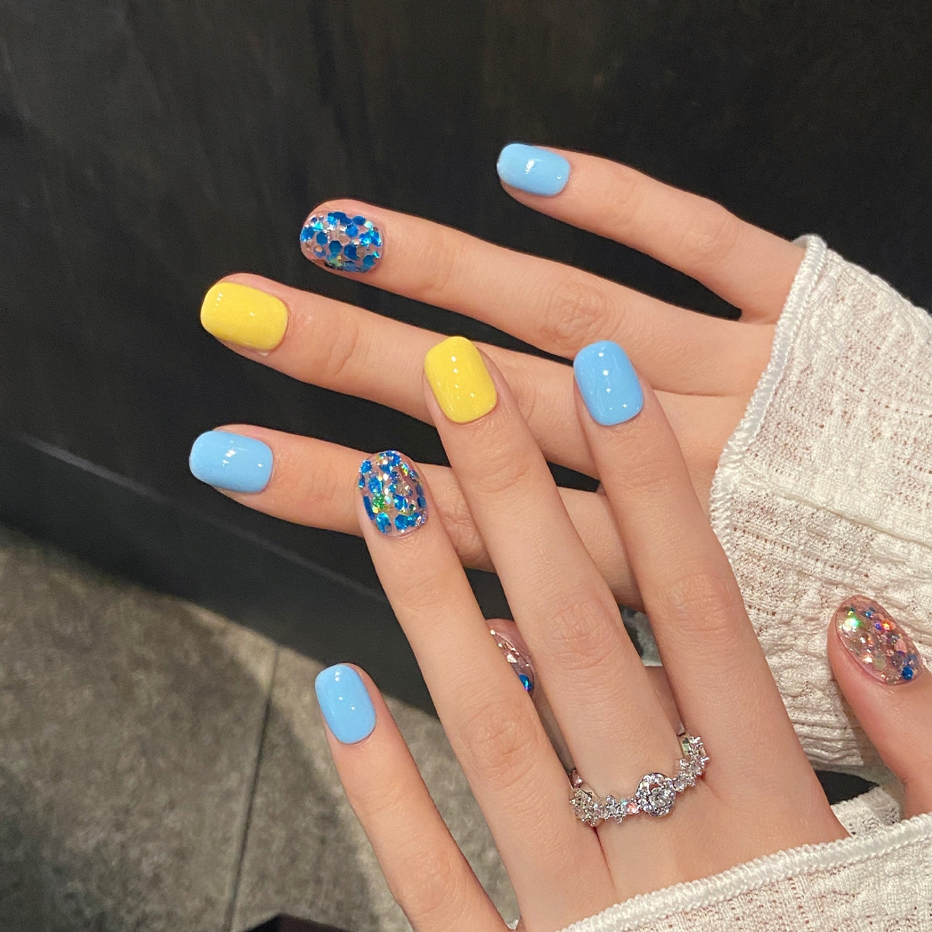 365nails: "Candy Confetti" – Multi-Color Glitter & Pastel Handmade Oval Nails