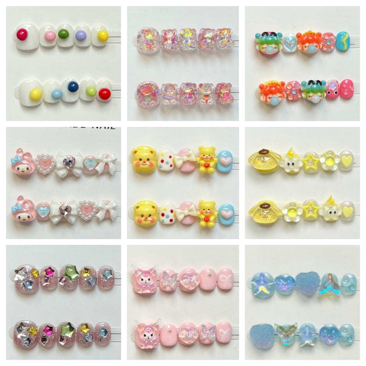 Sweet Cartoon Candy Kids Press On Nails Assorted Set