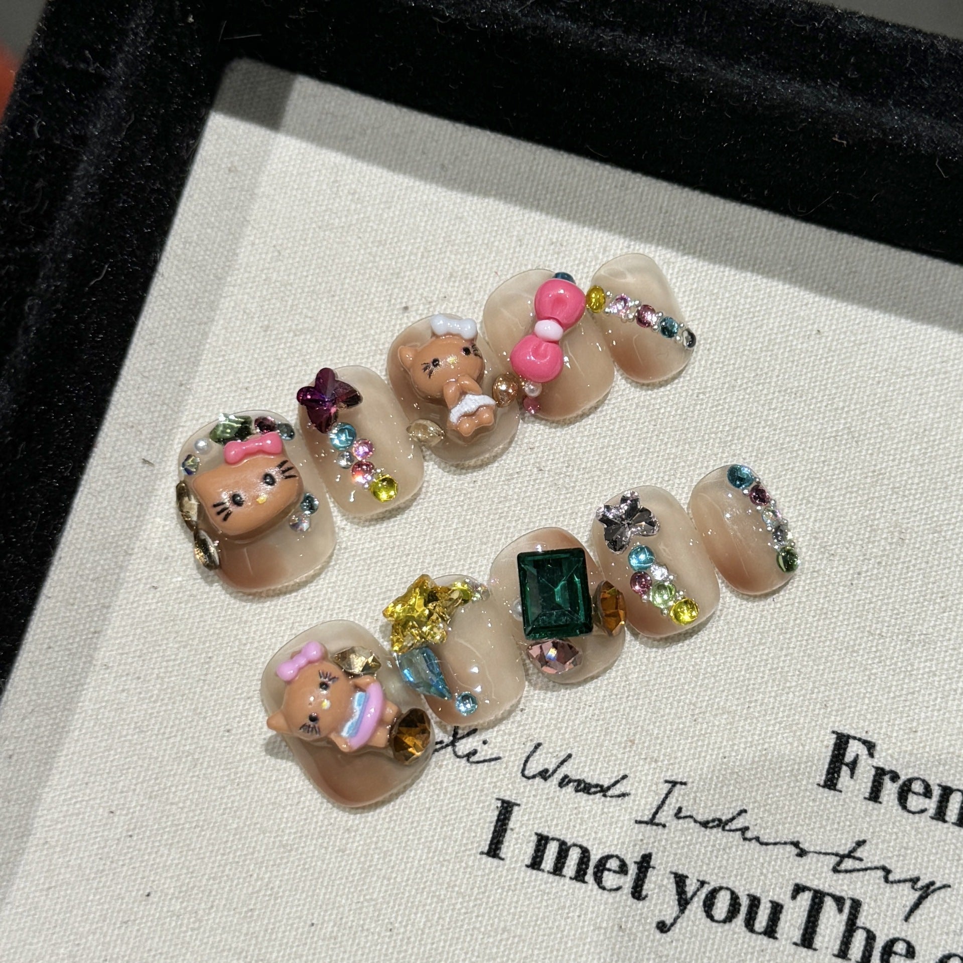 365nails: "Kitty's Playground" – 3D Cartoon Character & Crystal Square Nails