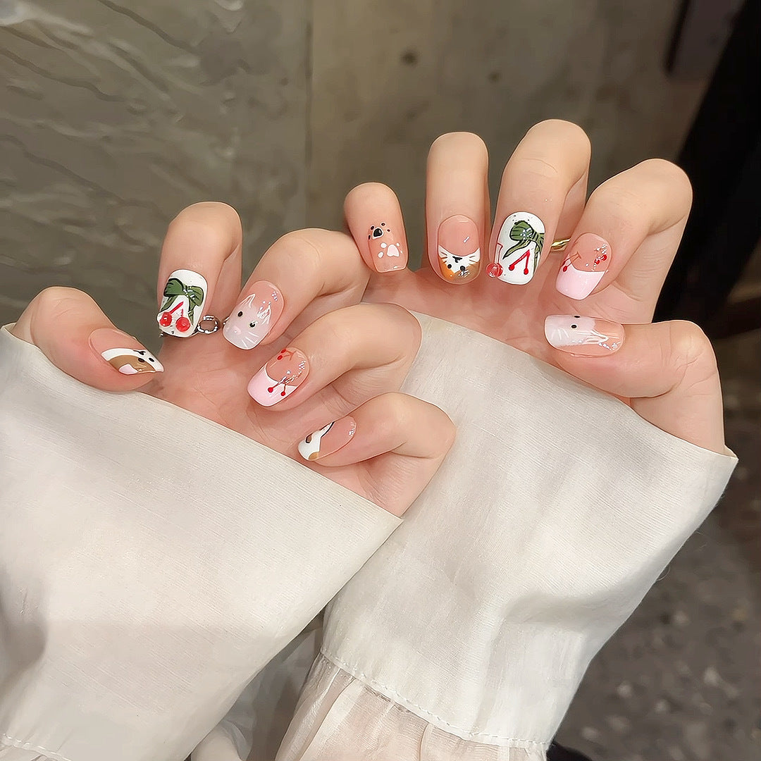 365nails: "Kawaii Tales" – Hand-painted Cartoon Handmade Square Nails