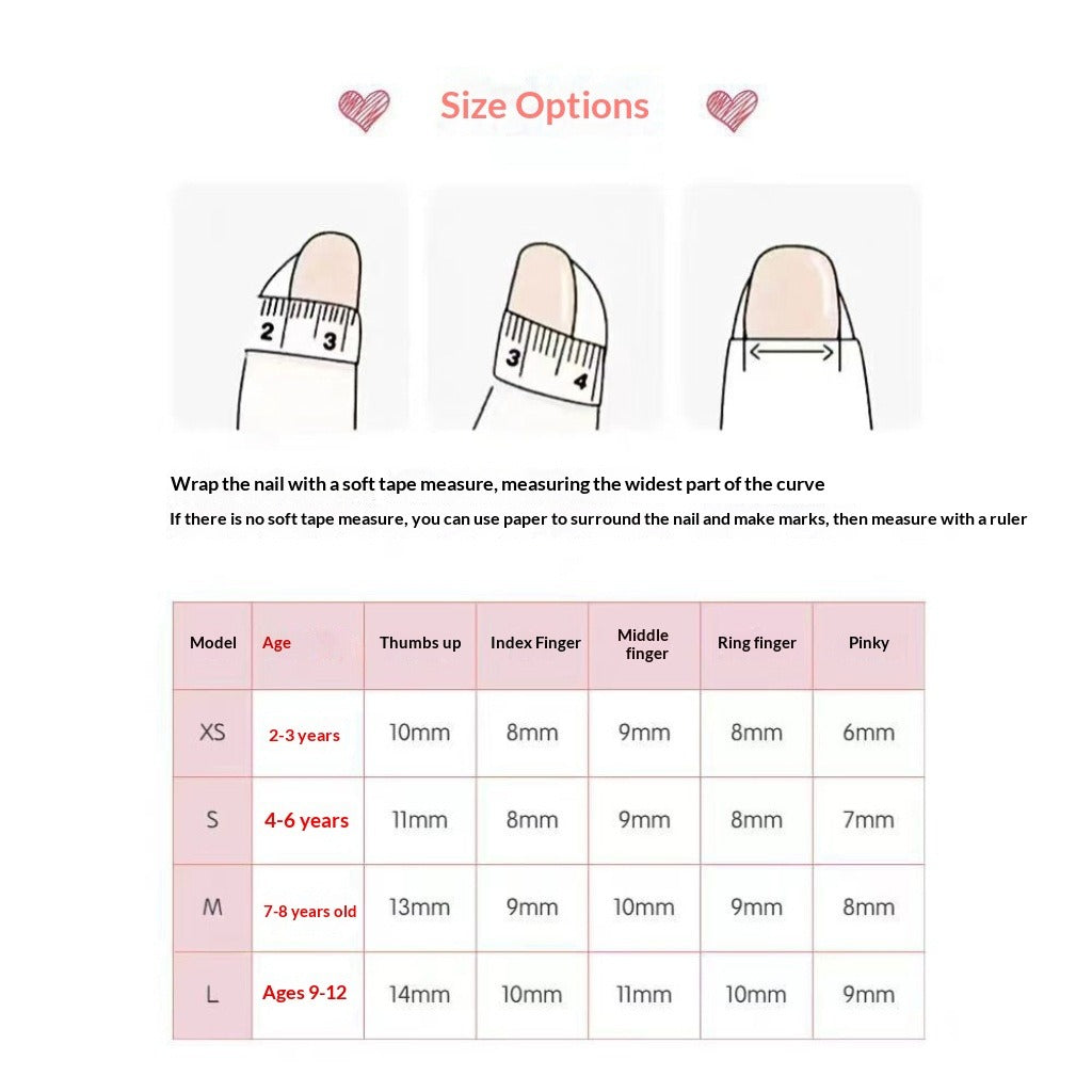 Kulomie Dark Cute Kids Press On Nails with Bow Details
