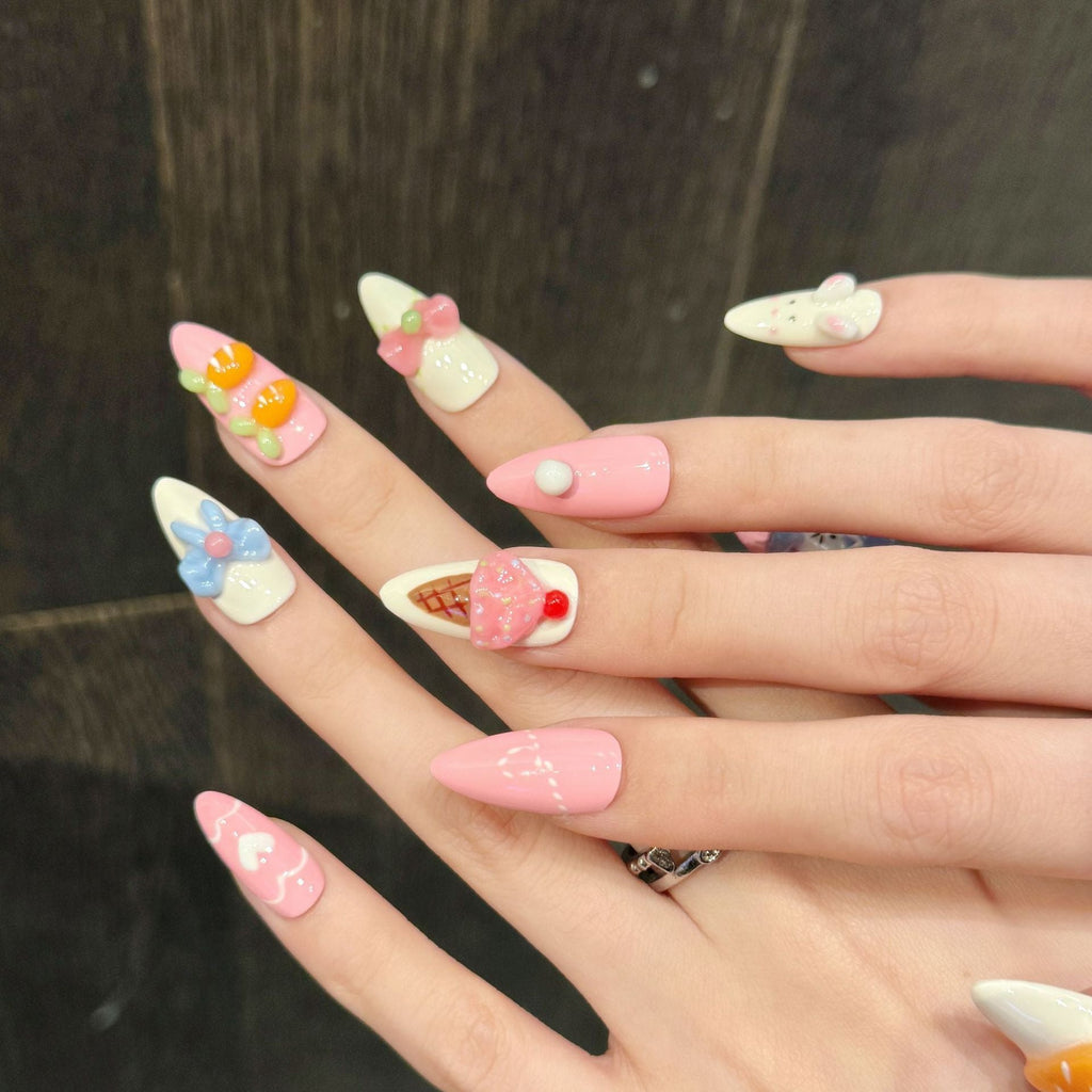 365nails: "Candyland Whimsy" – 3D Sculpted Handmade Short Almond Nails