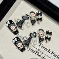 365nails: "Dark Pop Queen" – 3D Doll & Heart Charm Handmade Medium Coffin Nails