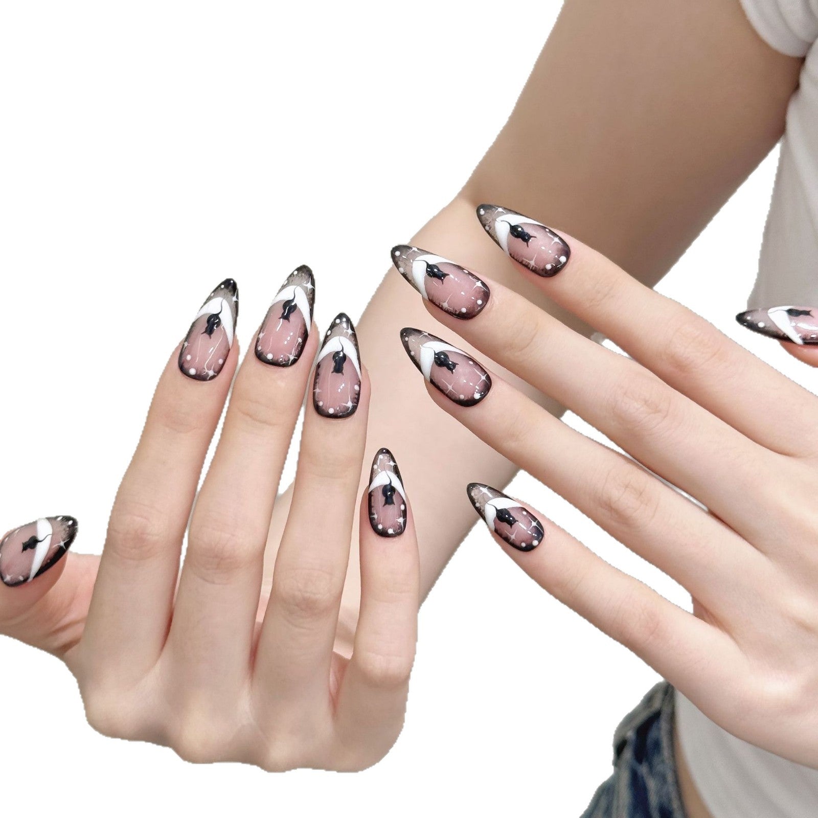 Black Cat Moonlit Chic Minimalist Press On Nails