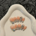 365nails: "Ethereal Bloom" – Iridescent French Tip & Crystal Handmade Almond Nails