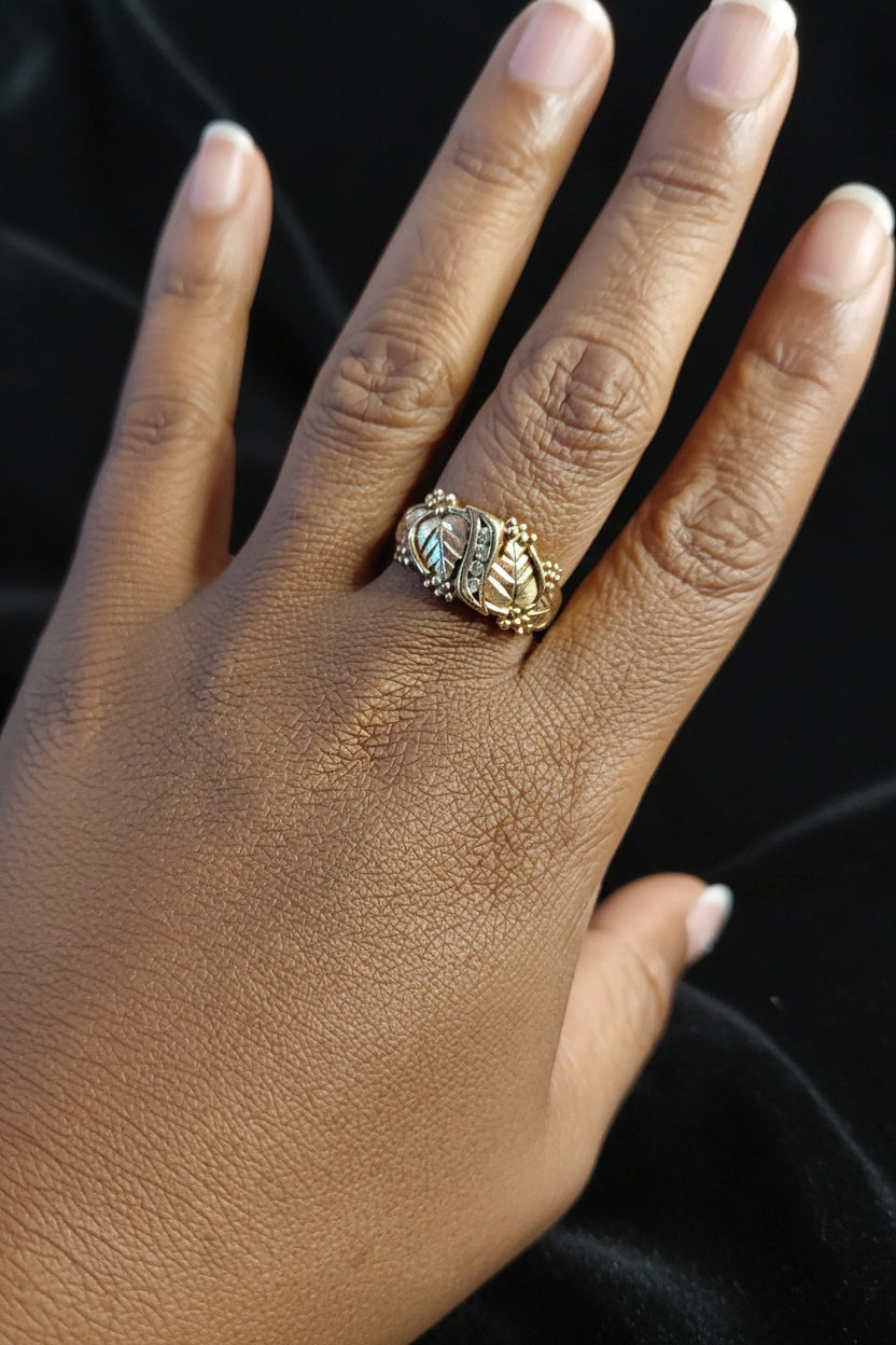 10k Black Hills Gold Ring with Diamonds
