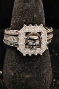 925 White Sapphire Skull Engagement Ring