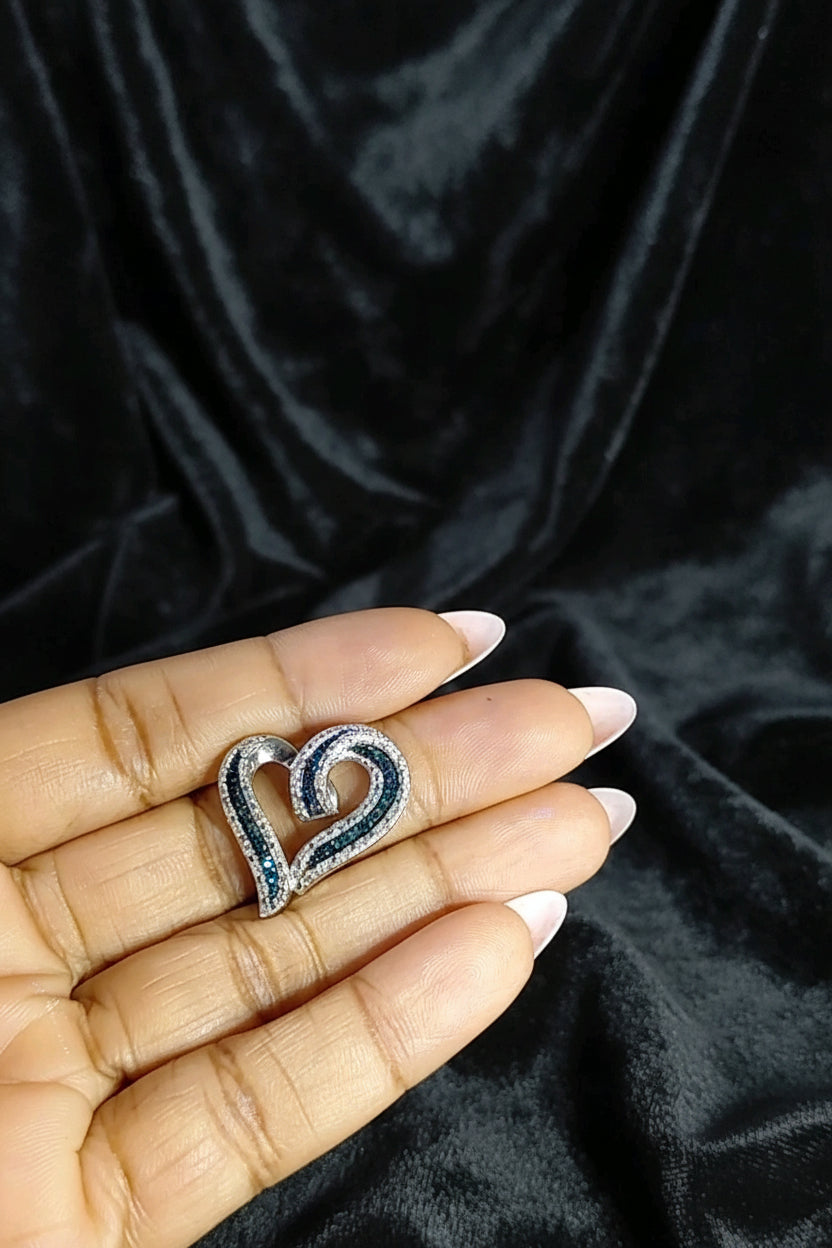 10k Blue Sapphire and White Diamond Pendant