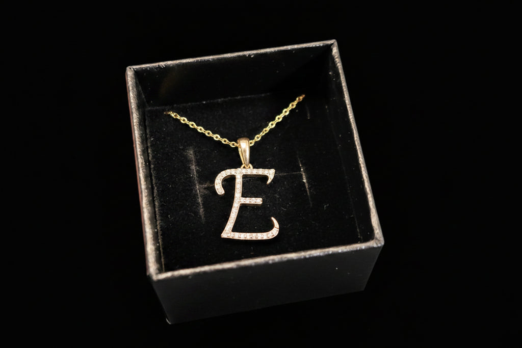 14k Diamond Internal E Pendant
