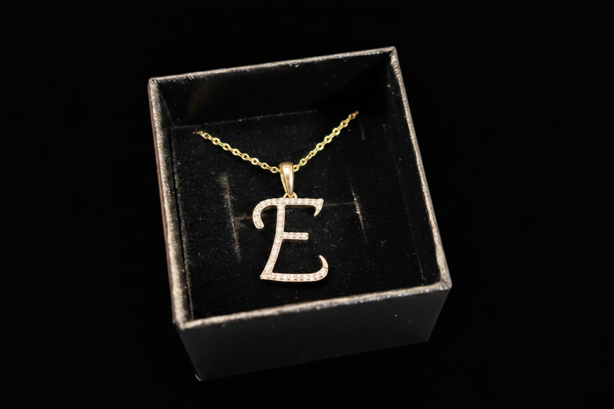 14k Diamond Internal E Pendant