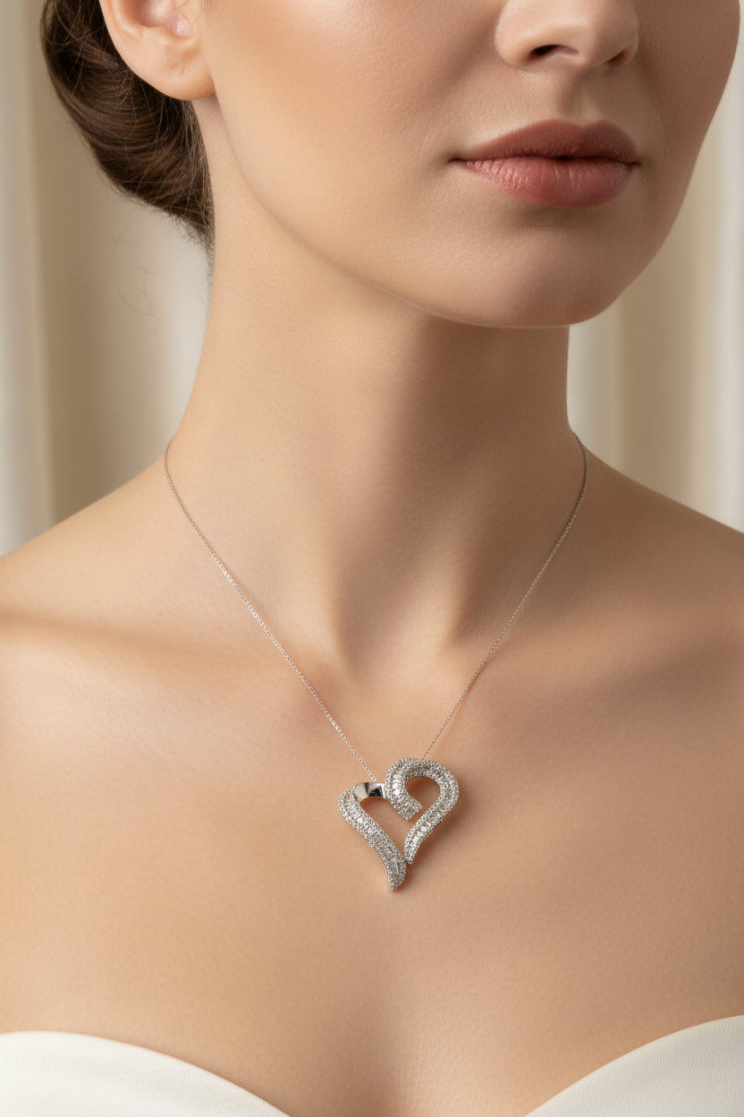 14k White Gold Diamond Pendant